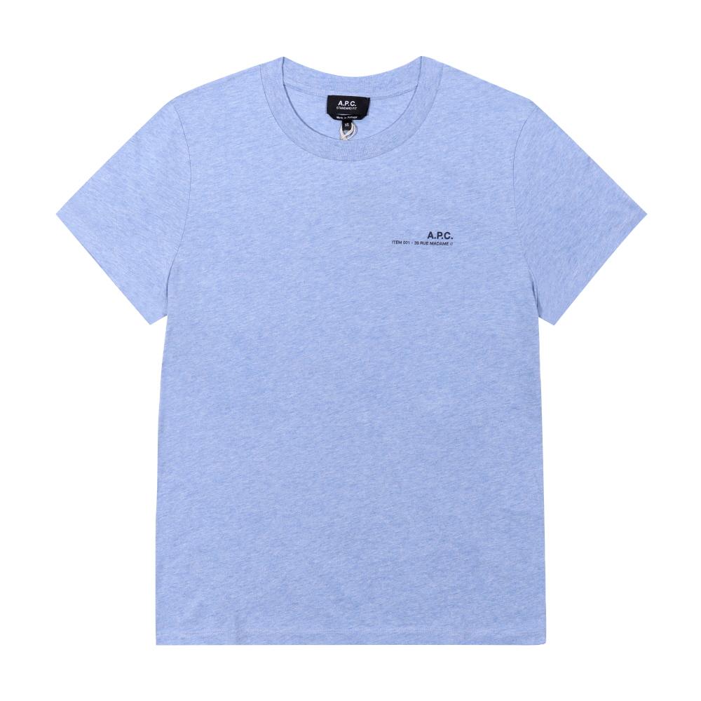 A.P.C. Unisex Short Sleeve T-Shirt M26404 PIK BLEU CIEL CHINE