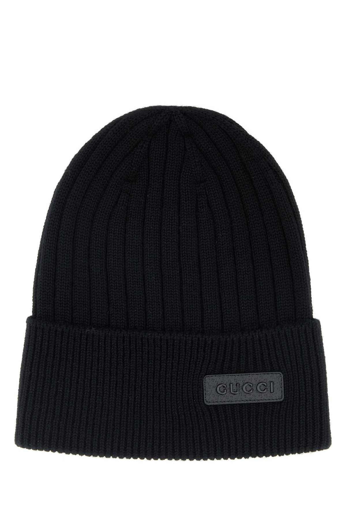 GUCCI Black Wool Beanie Hat for Men