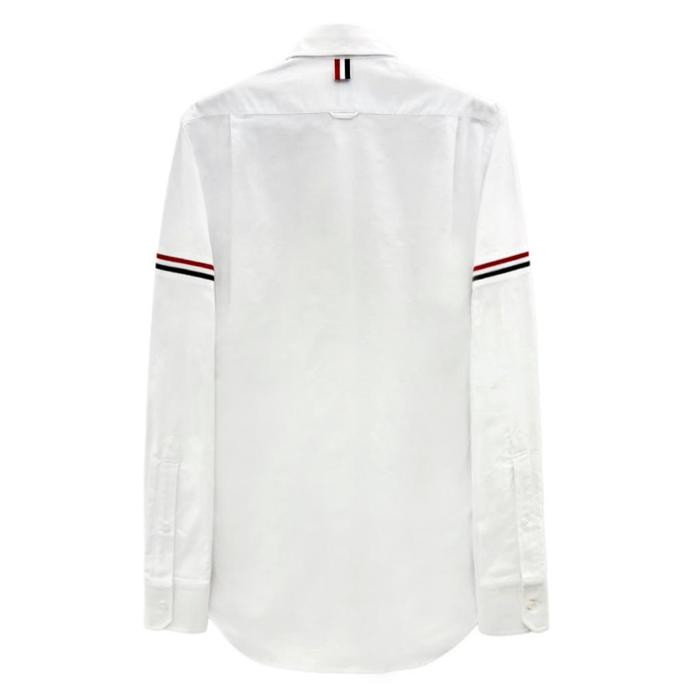 THOM BROWNE Oxford Shirt with Arm Stripe Detail Long Sleeve White