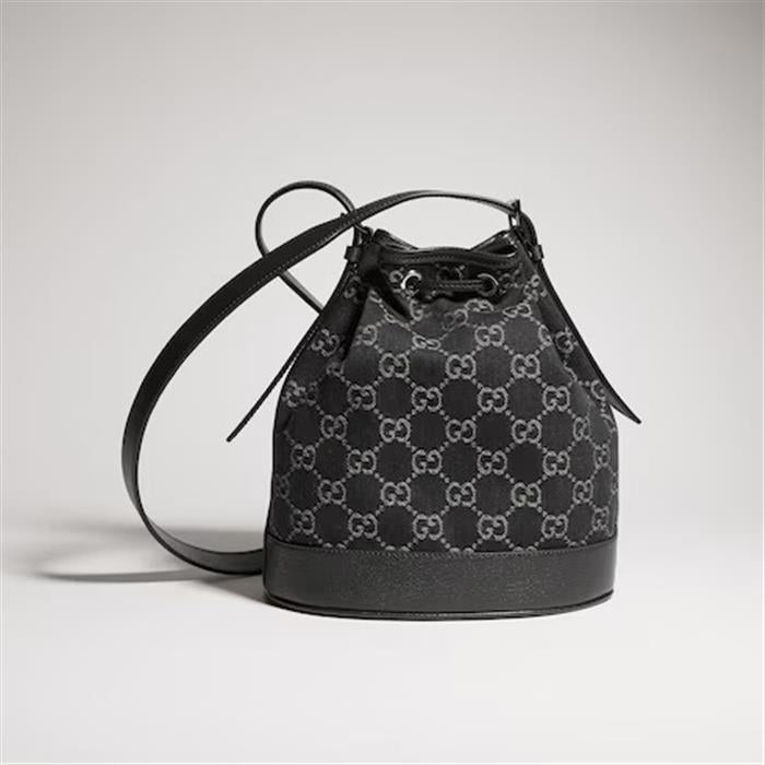 GUCCI Venice Small Bucket Bag Black Leather Shoulder Bag