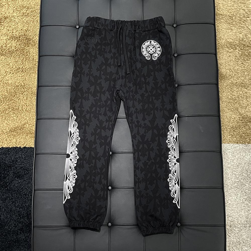 Chrome Hearts Black Cemetery Cross All Over Print Sweat Jogger Pants