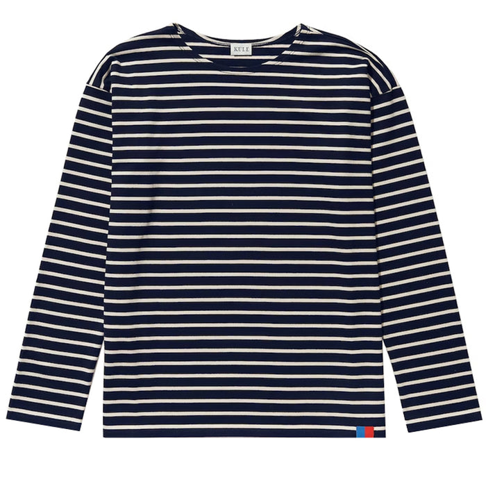 KULE Modern Long Stripe T-Shirt Navy/Cream