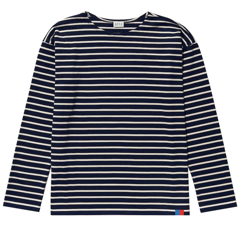 KULE Modern Long Stripe T-Shirt Navy/Cream