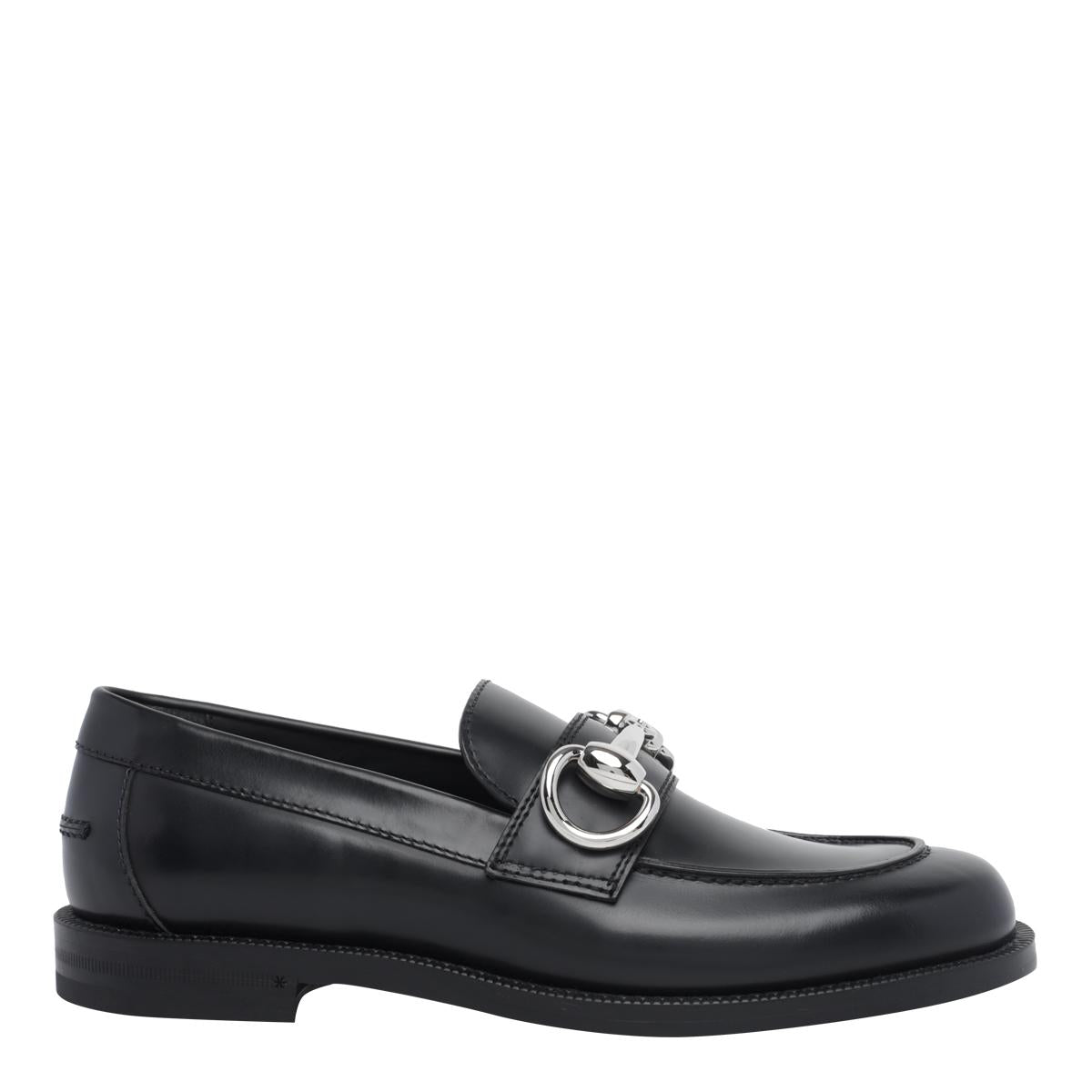 GUCCI Black Leather Loafer Womens Shoes