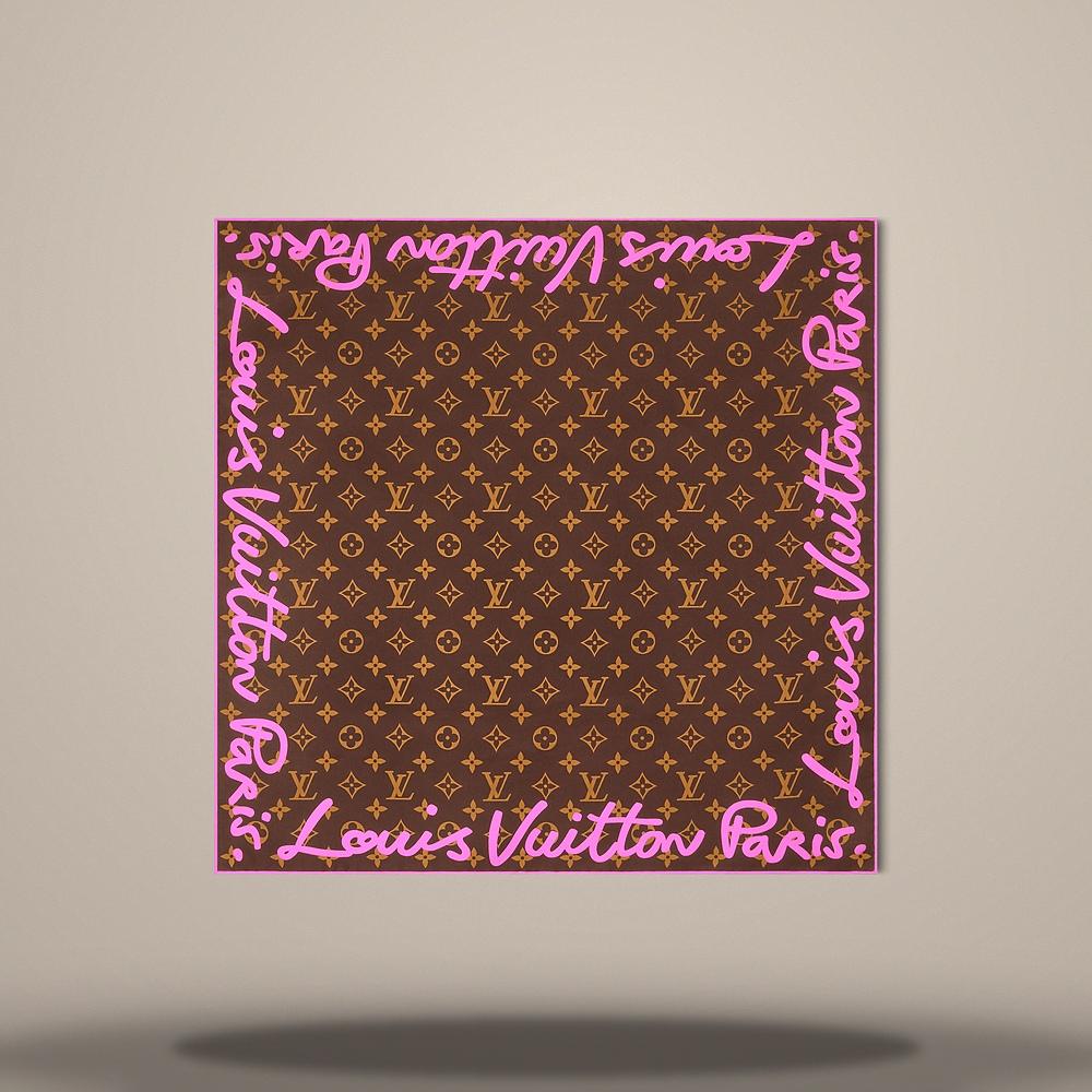Louis Vuitton Pink LV Script Square 55 Scarf M97940