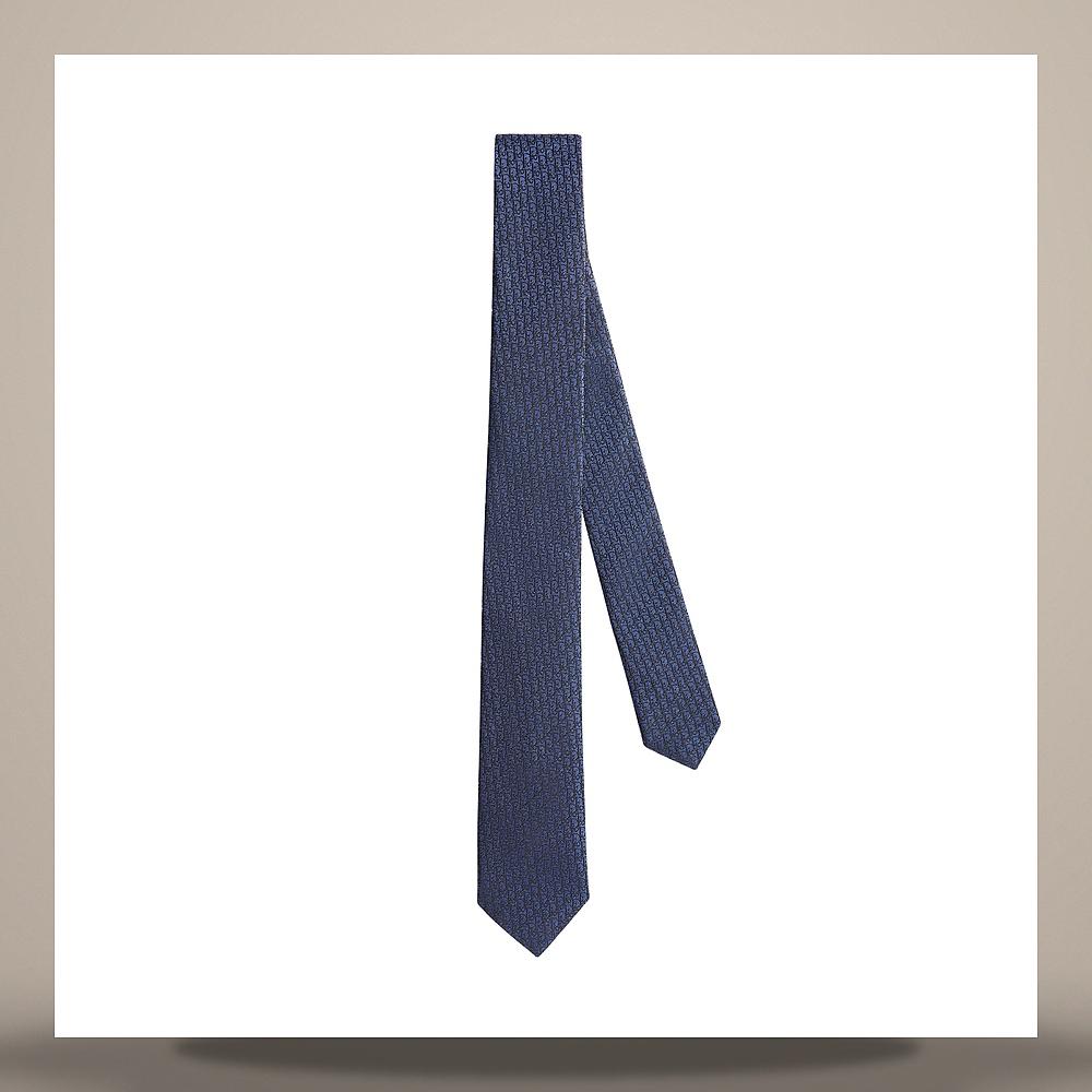 DIOR Oblique Blue Black Silk Tie
