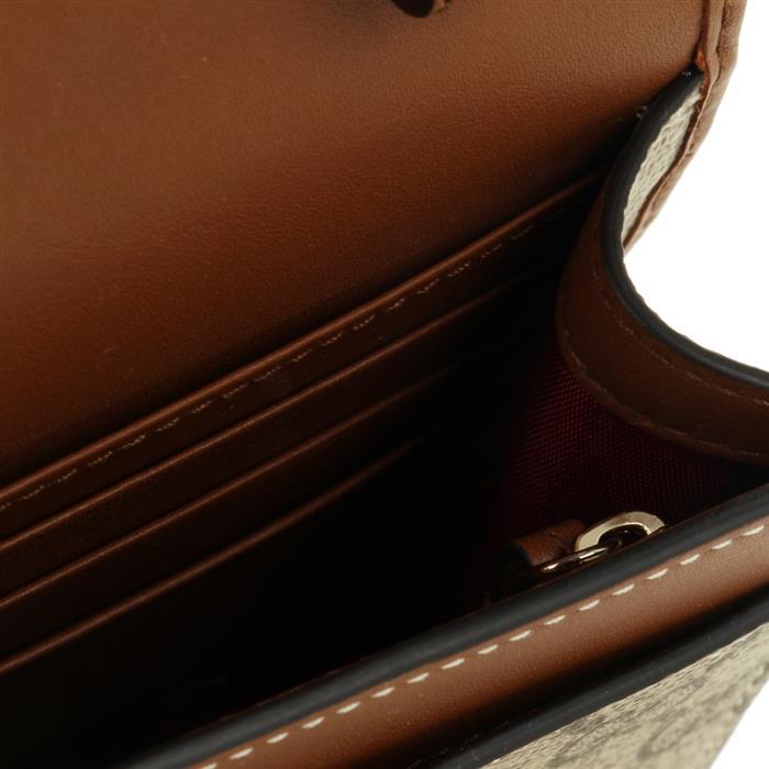 GUCCI GG Emblem Super Mini Shoulder Bag Beige Brown Leather