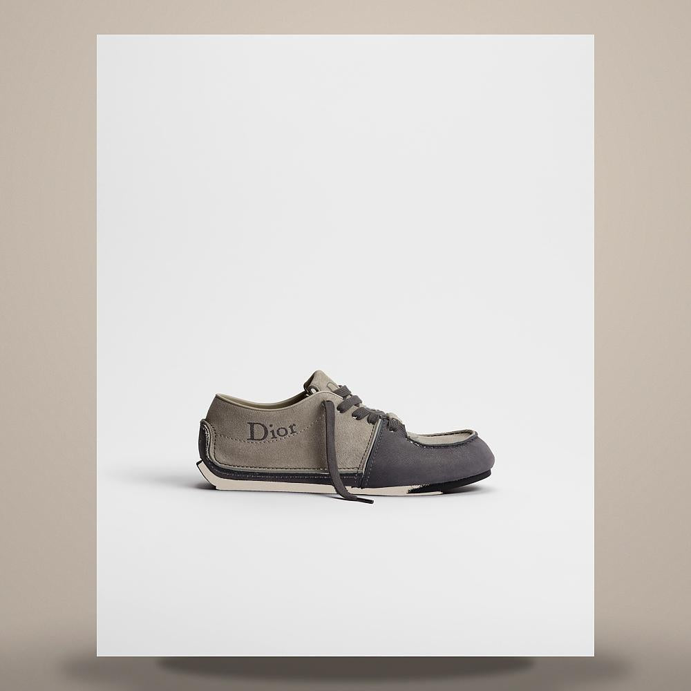 DIOR Gray Nubuck Suede Calfskin Lodi Derby Loafers 3DE457ACO H898