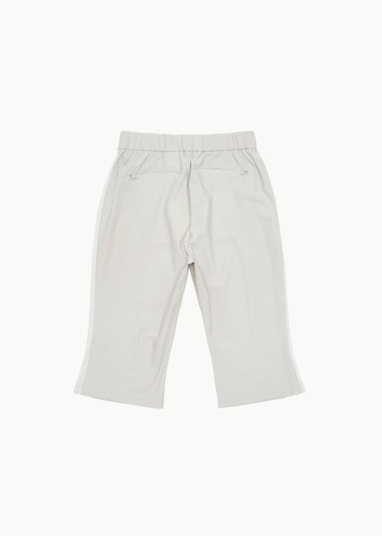 AMOMENTO Grey Beige Cotton Blend Relaxed Fit Shorts AM23SS W07 PTGB