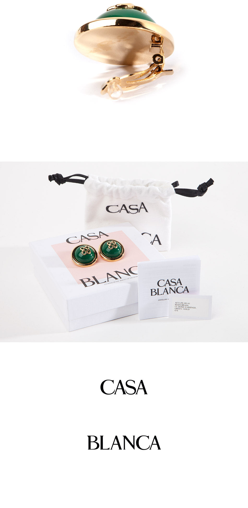 Casablanca Logo Dome Earrings Gold-Tone Women’s Jewelry