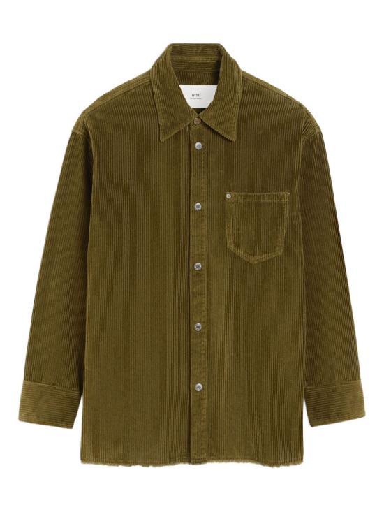 AMI Corduroy Velvet Side Slit Overshirt Bronze