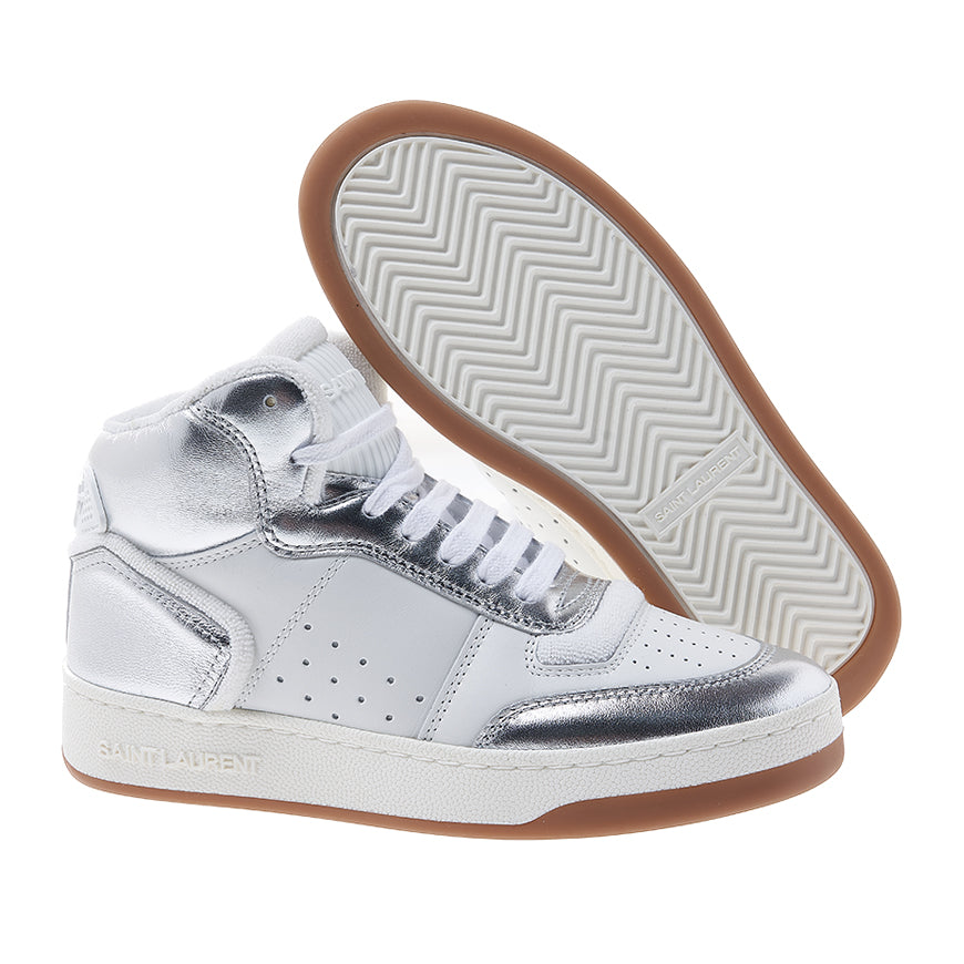 Saint Laurent Women's Grained Leather Mid-Top Sneakers 713655 AAAWS 1047 1