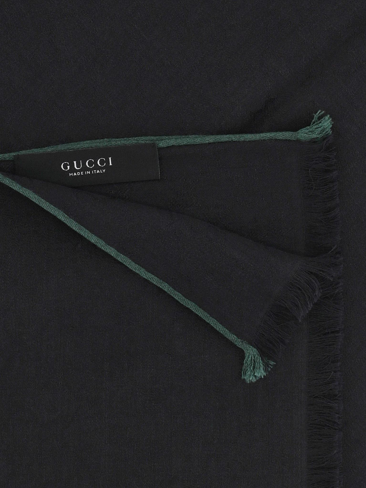 GUCCI Wool Fringe Scarf Black Men’s
