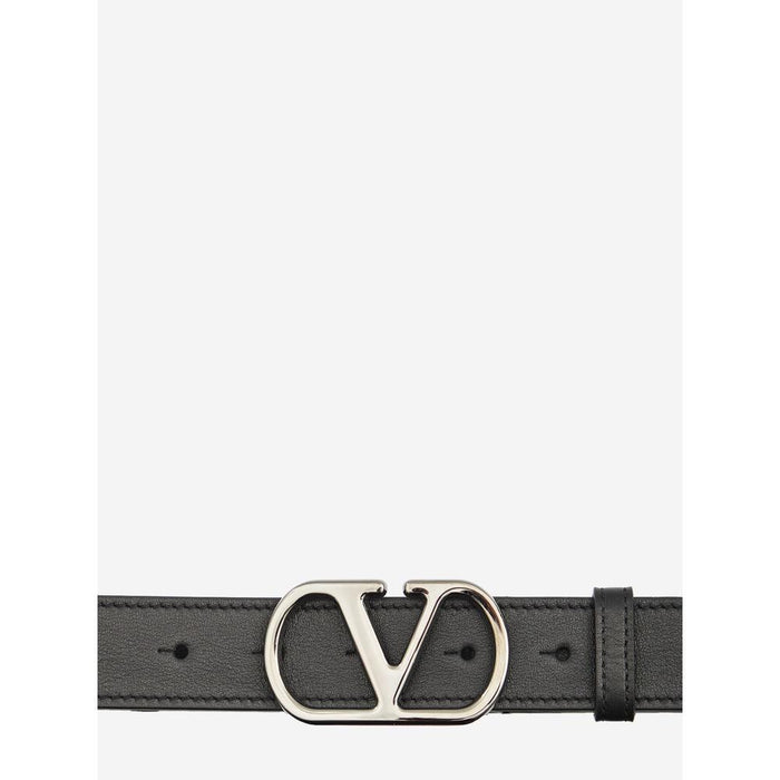 VALENTINO V Logo Leather Belt Black Men’s