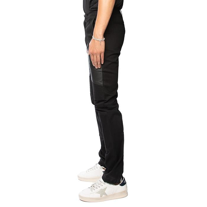 GIVENCHY Leather Zip Detail Black Jeans