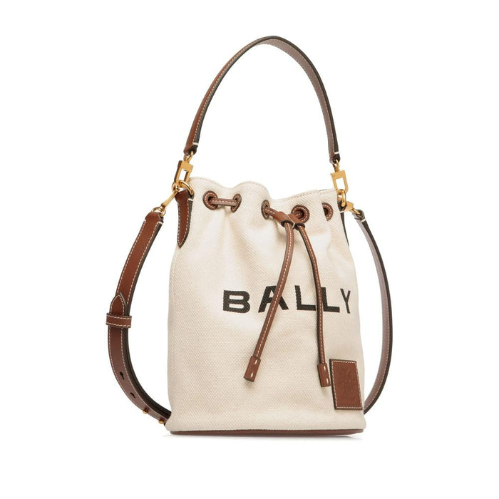 BALLY Akalle Bucket Shoulder Bag Ivory Canvas Leather
