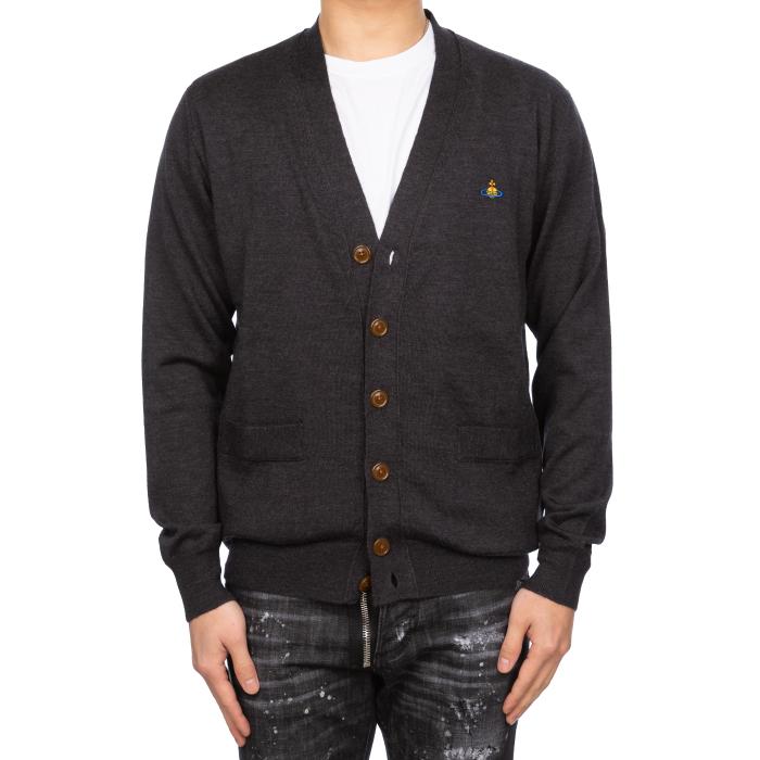 Vivienne Westwood Men’s Logo Embroidered Cardigan Navy Knit