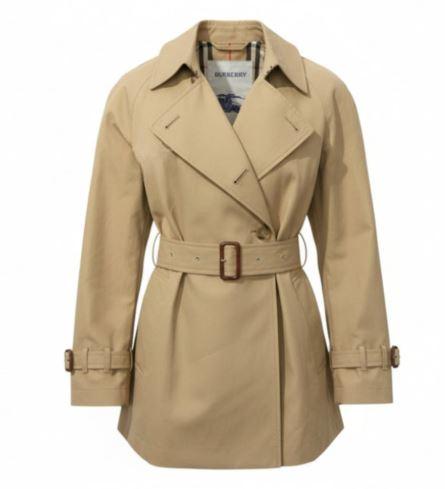 BURBERRY Women’s Gabardine Belted Short Trench Coat Jacket