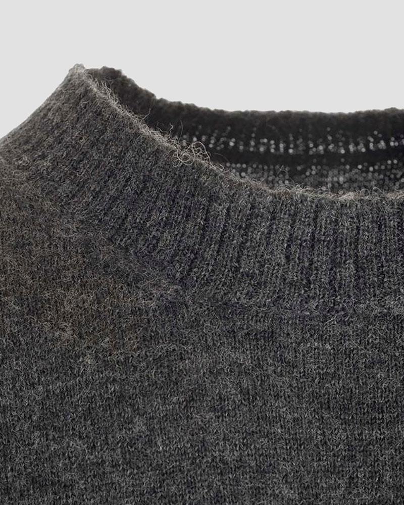 Maison Margiela Men’s Alpaca Crewneck Knit Sweater Dark Gray