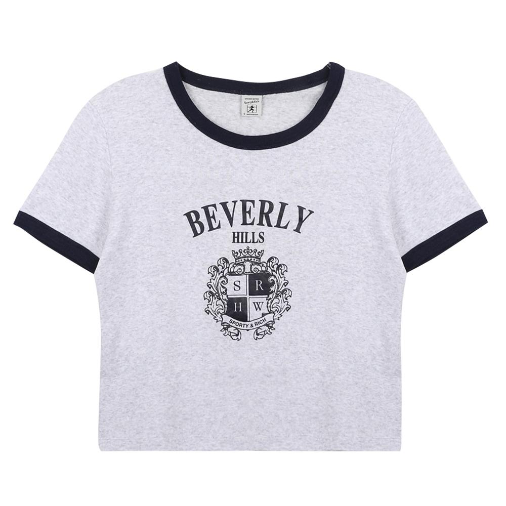 SPORTY&RICH BH Crest Soft Ringer T-Shirt TO 07376256 GY18