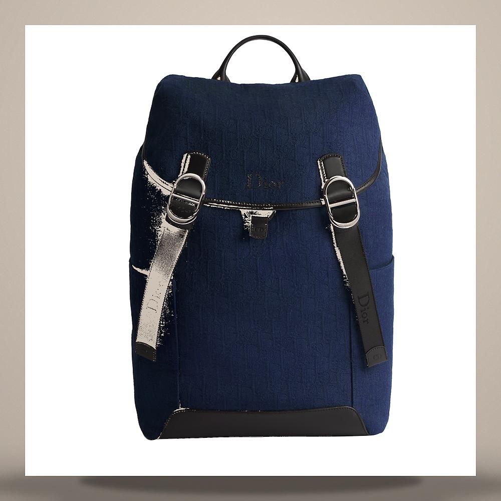 DIOR Navy Blue Dior Oblique Jacquard Flap Backpack 1DBBA259SLDH598