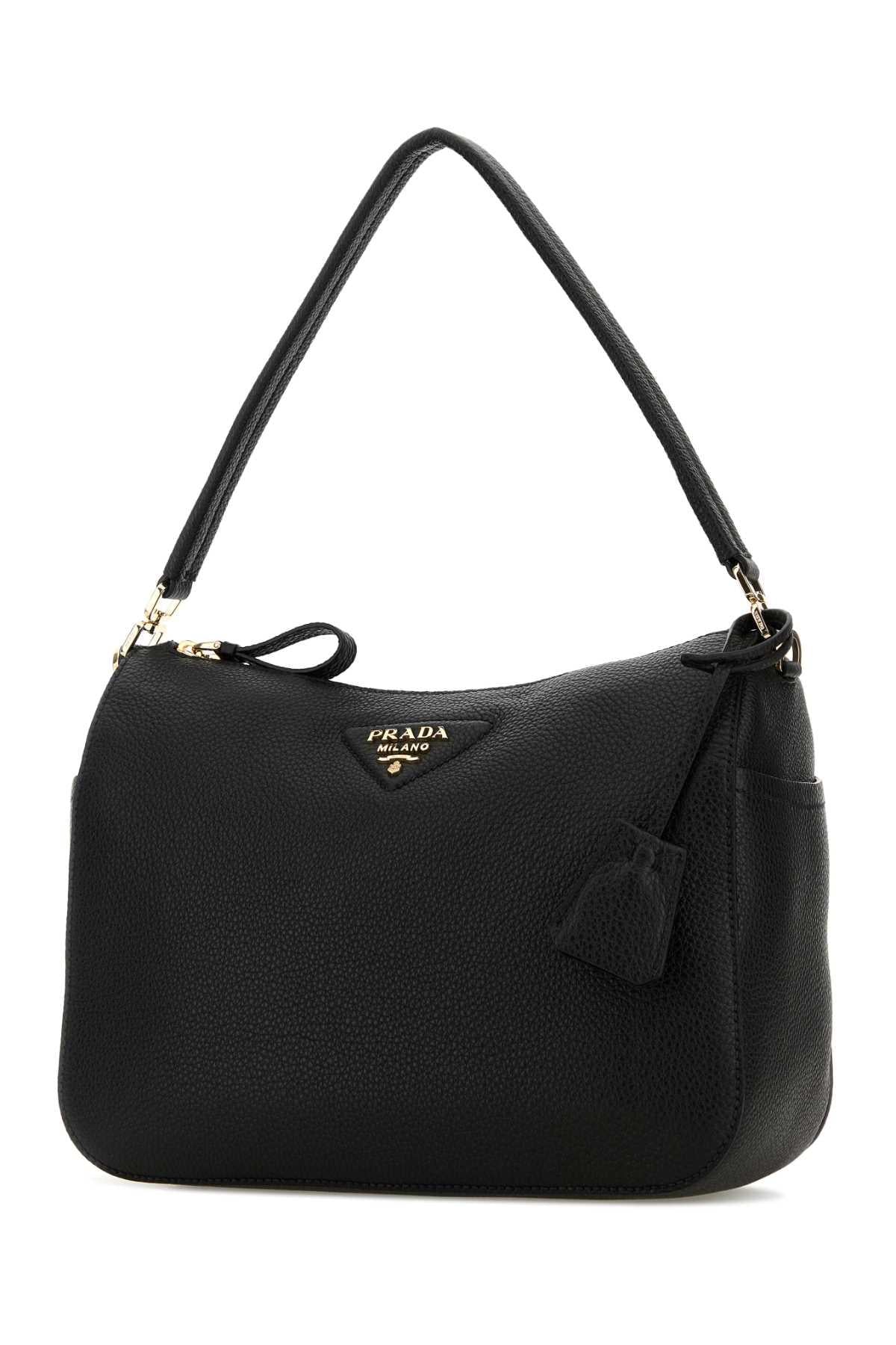 PRADA Black Vachetta Leather Shoulder Bag