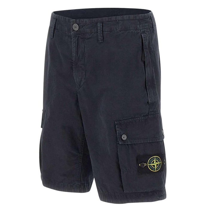 STONE ISLAND Navy Woven Bermuda Shorts Men’s