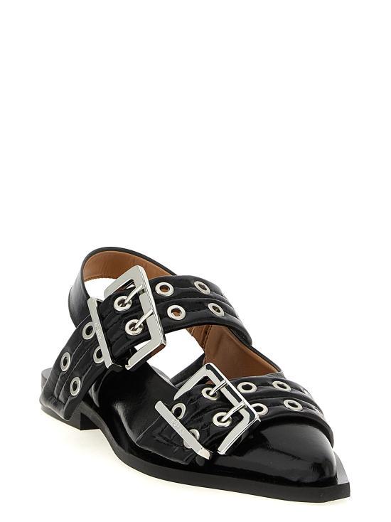 GANNI Buckle Flat Shoes S2730099 BLACK DOM