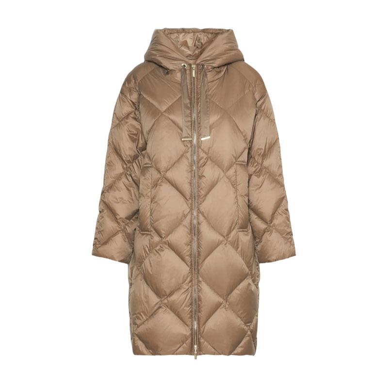 Max Mara The Cube Treffe Hooded Midi Puffer Jacket Camel 262949 6085600 050