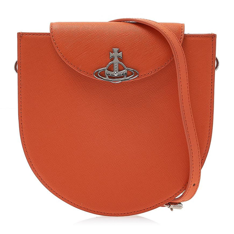 Vivienne Westwood Saffiano Half Moon Saddle Crossbody Bag Women Navy