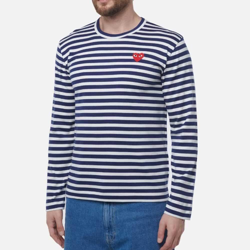 Comme des Garcons Stripe Long Sleeve T-Shirt Red Heart Unisex