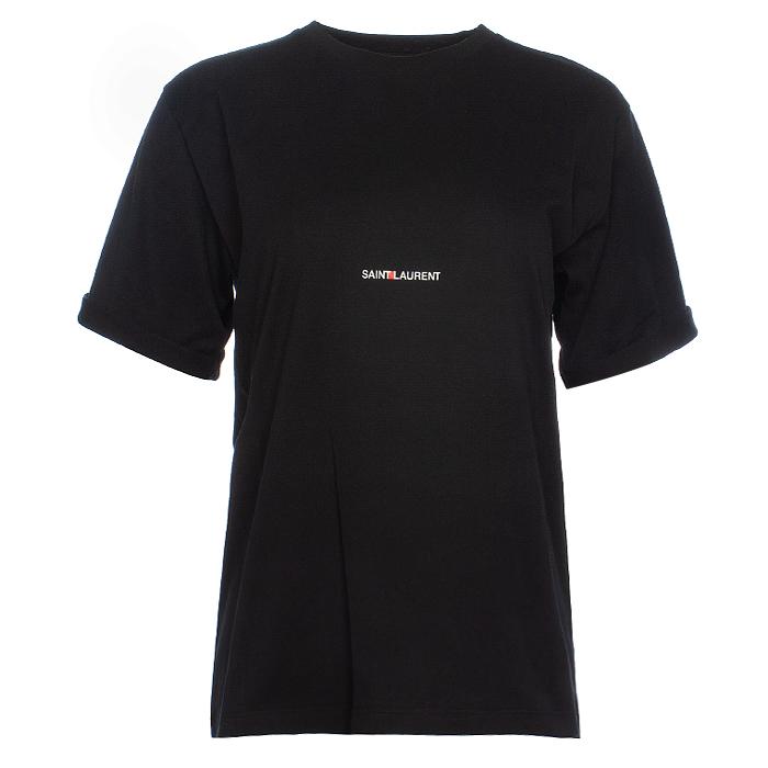 Saint Laurent Logo Print Short Sleeve T-Shirt Black