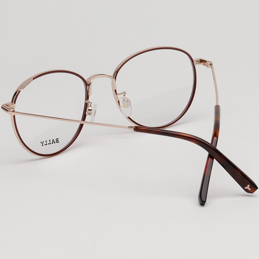 BALLY Burgundy Round Metal Eyeglass Frame Lightweight Gold Rim Unise BY5034H 071