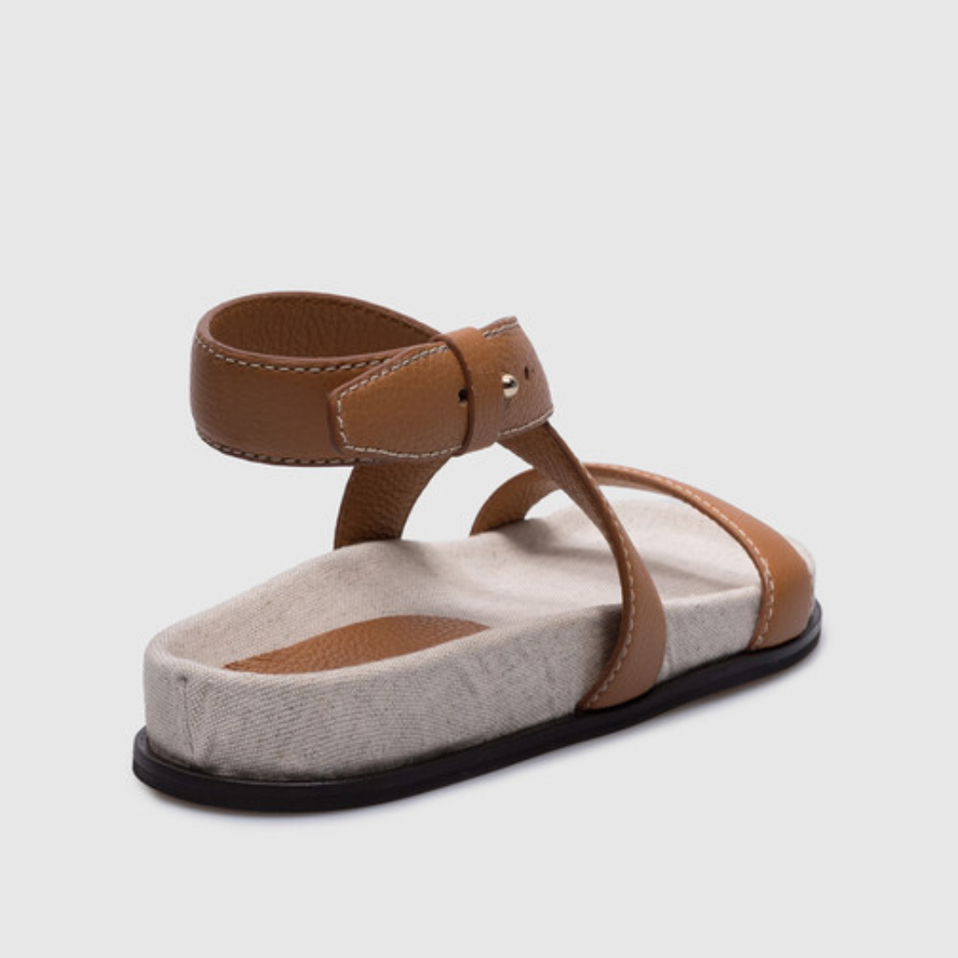Toteme Brown Leather Chunky Woven Strap Sandals Women 242WAS2047 LE0031