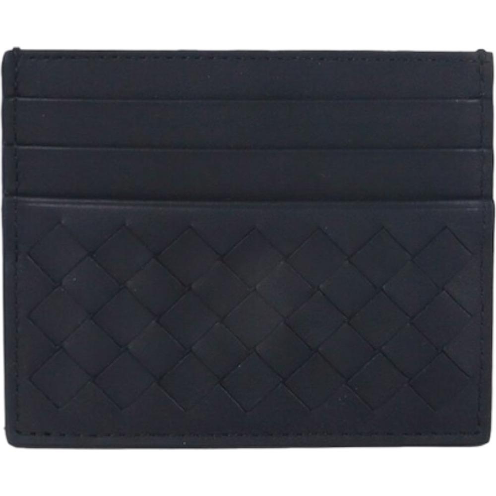 Bottega Veneta Intrecciato Leather Card Wallet Blue Men’s