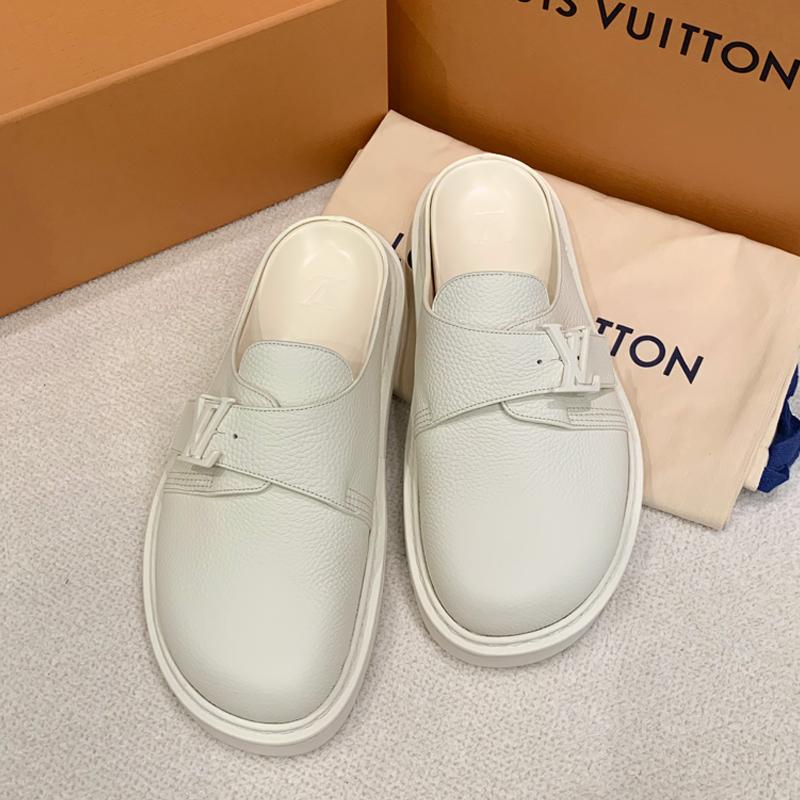 Louis Vuitton Beige Ivory LV Easy Mule Men's Slide Sandals