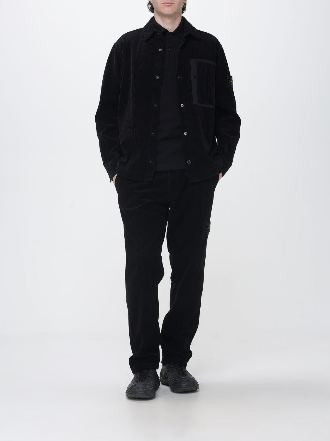 STONE ISLAND Black Cotton Long Sleeve Shirt