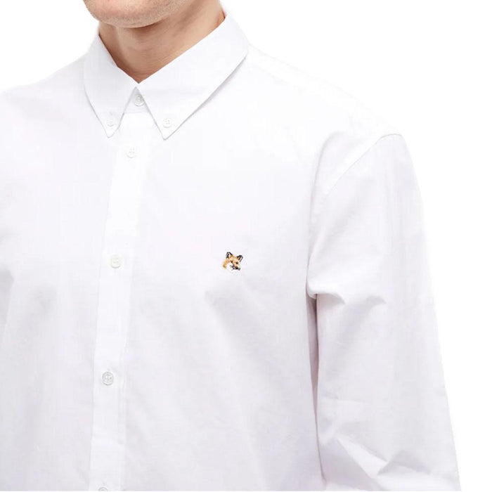 Maison Kitsune Classic Fox Head Long Sleeve Shirt White Men