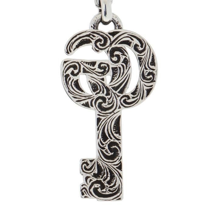 GUCCI Double G Key Pendant Necklace Silver