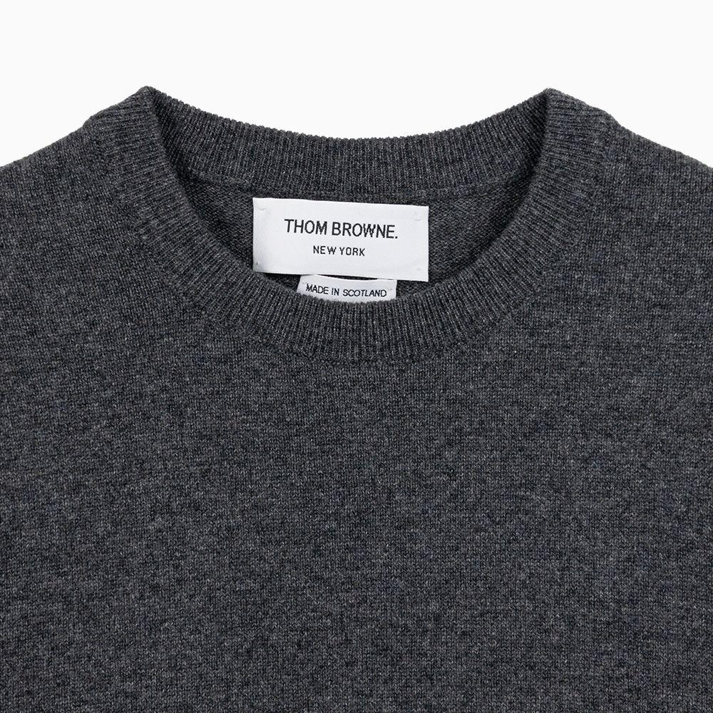 THOM BROWNE Grey Stripe Cashmere Crewneck Sweater