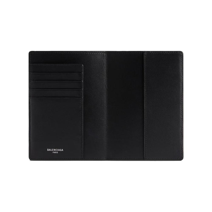 BALENCIAGA Black Leather Passport Holder Wallet