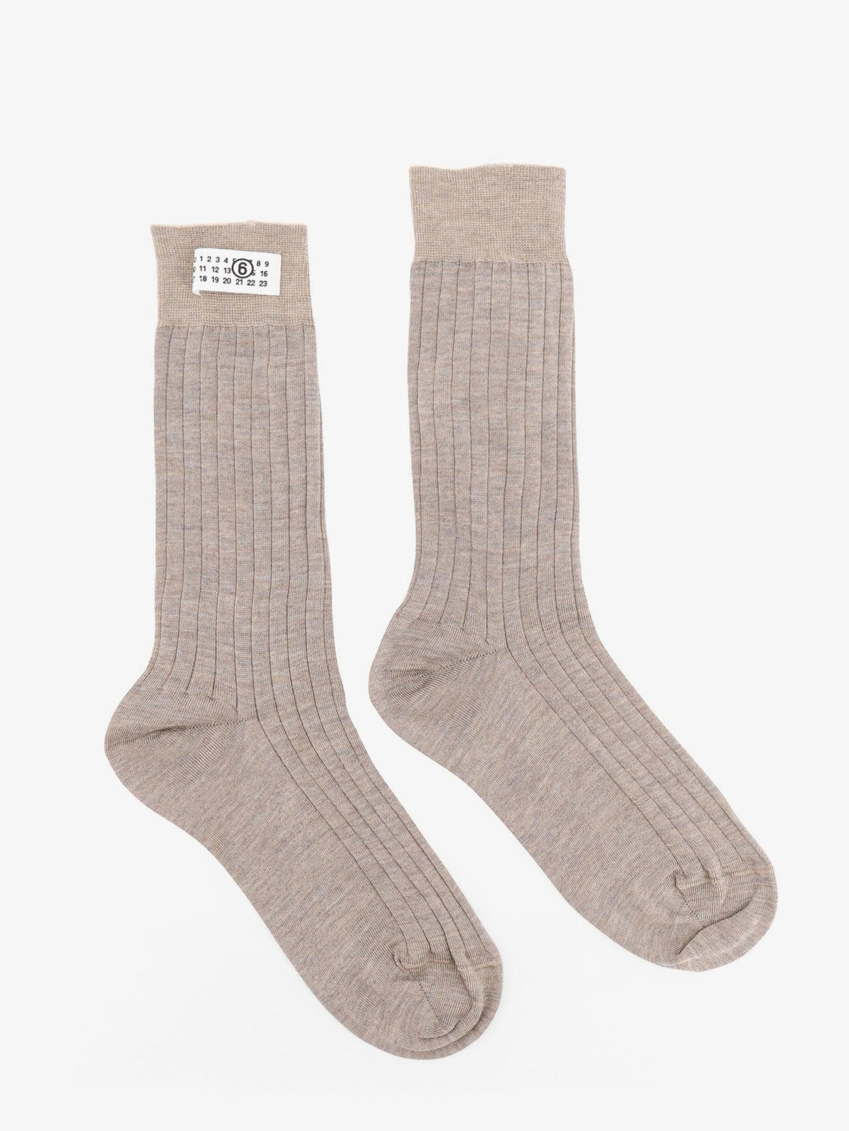 Maison Margiela Cotton Blend Ribbed Crew Socks White