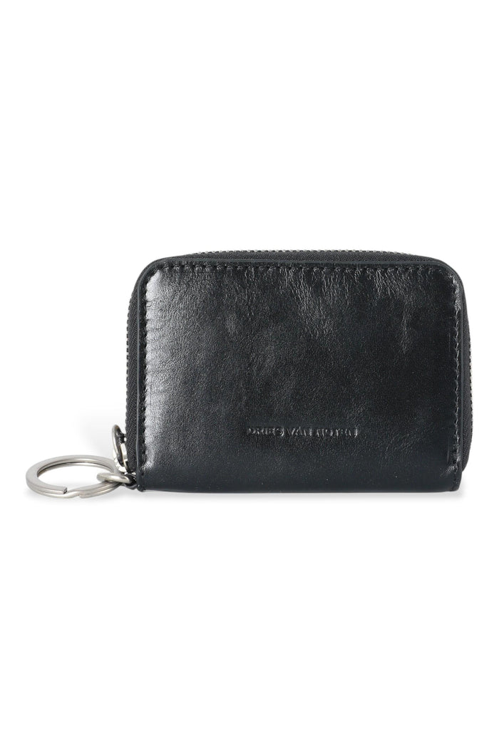 Dries Van Noten Black Zipped Leather Card Case Unisex