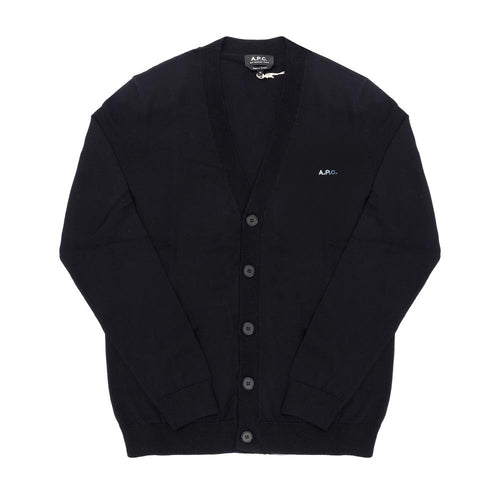 A.P.C. Dark Navy Wool Knit Cardigan for Men