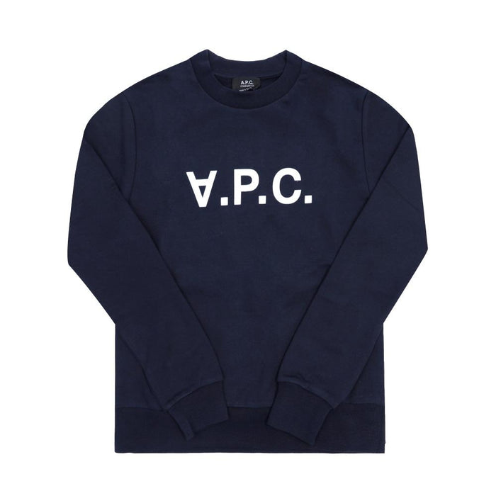 A.P.C. Unisex Dark Navy Ecru Crewneck Sweatshirt