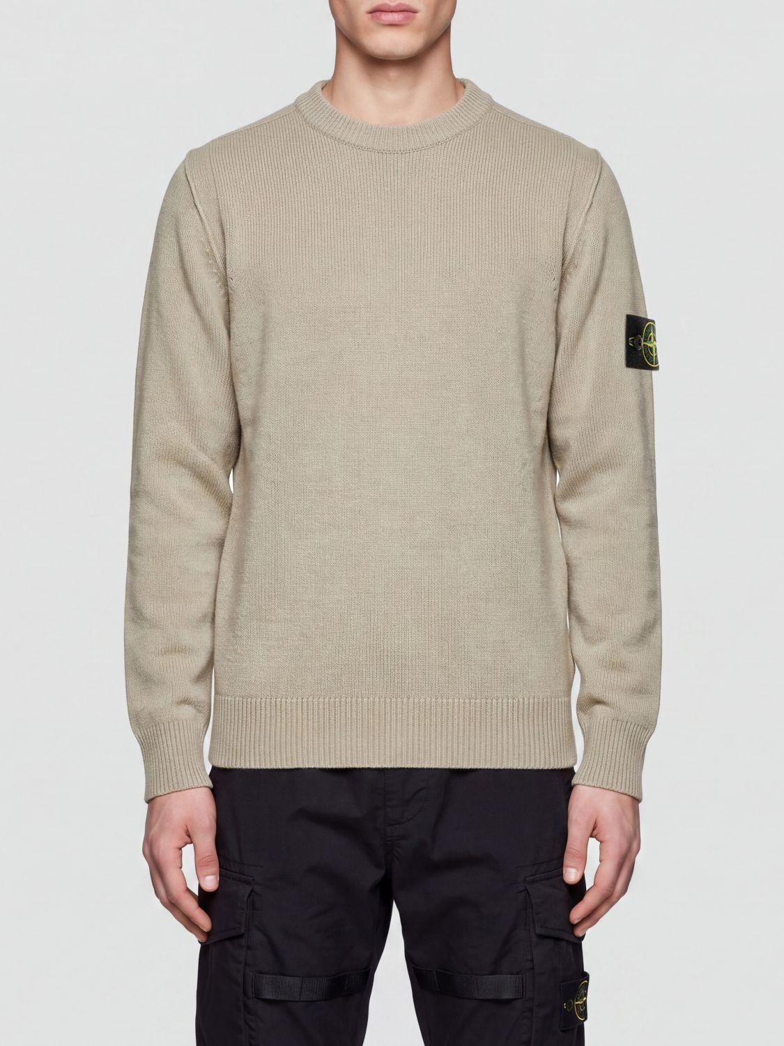 STONE ISLAND Wool Blend Round Neck Knit Sweater Navy Men
