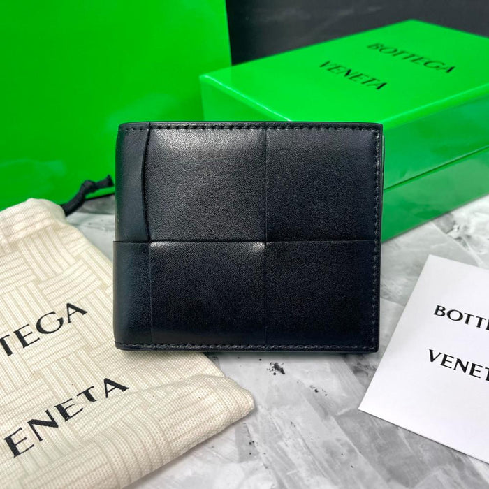 Bottega Veneta Cassette Two-Tone Black Green Bifold Wallet