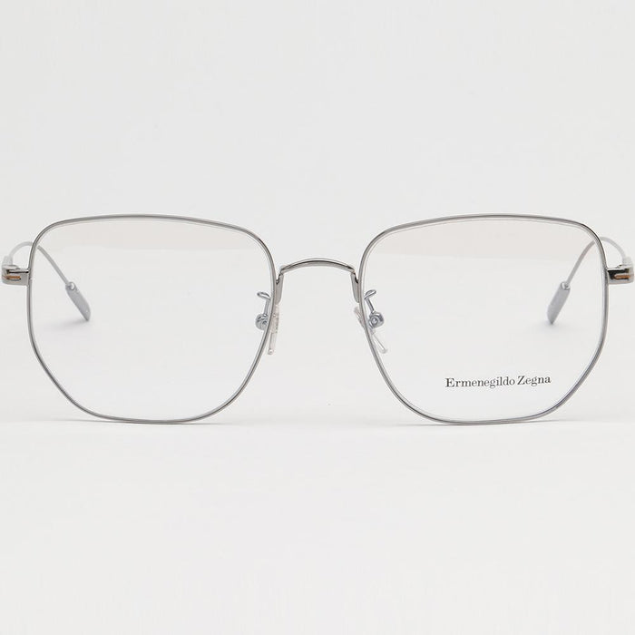 Zegna Silver Metal Geometric Eyeglass Frames Unisex EZ5222D 014