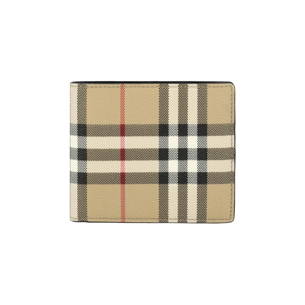BURBERRY Check Bifold Leather Wallet for Men 8113133 A7026