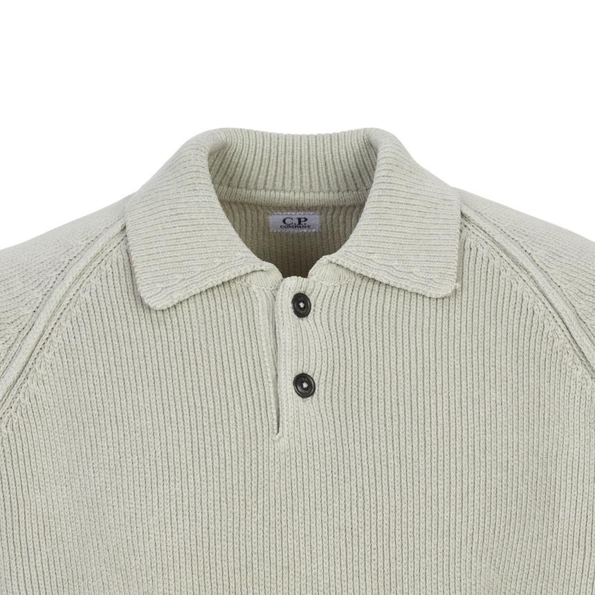 CP Company Men’s Knit Polo Sweater Gray